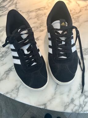 adidas Black and White Suede Low-Top Sneakers
